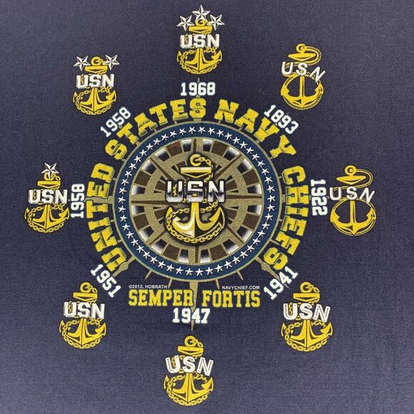 U.S. Navy T Shirt Size 2XL  United States Chief USA Navy Blue USN Semper Fortis - Picture 3 of 10